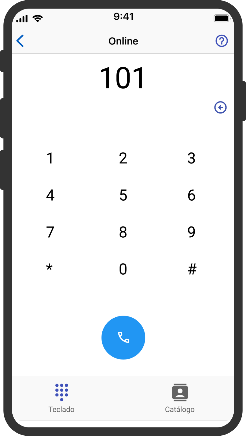 Tela de discagem do aplicativo