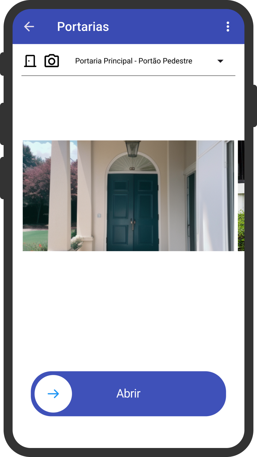 Tela de portaria do aplicativo